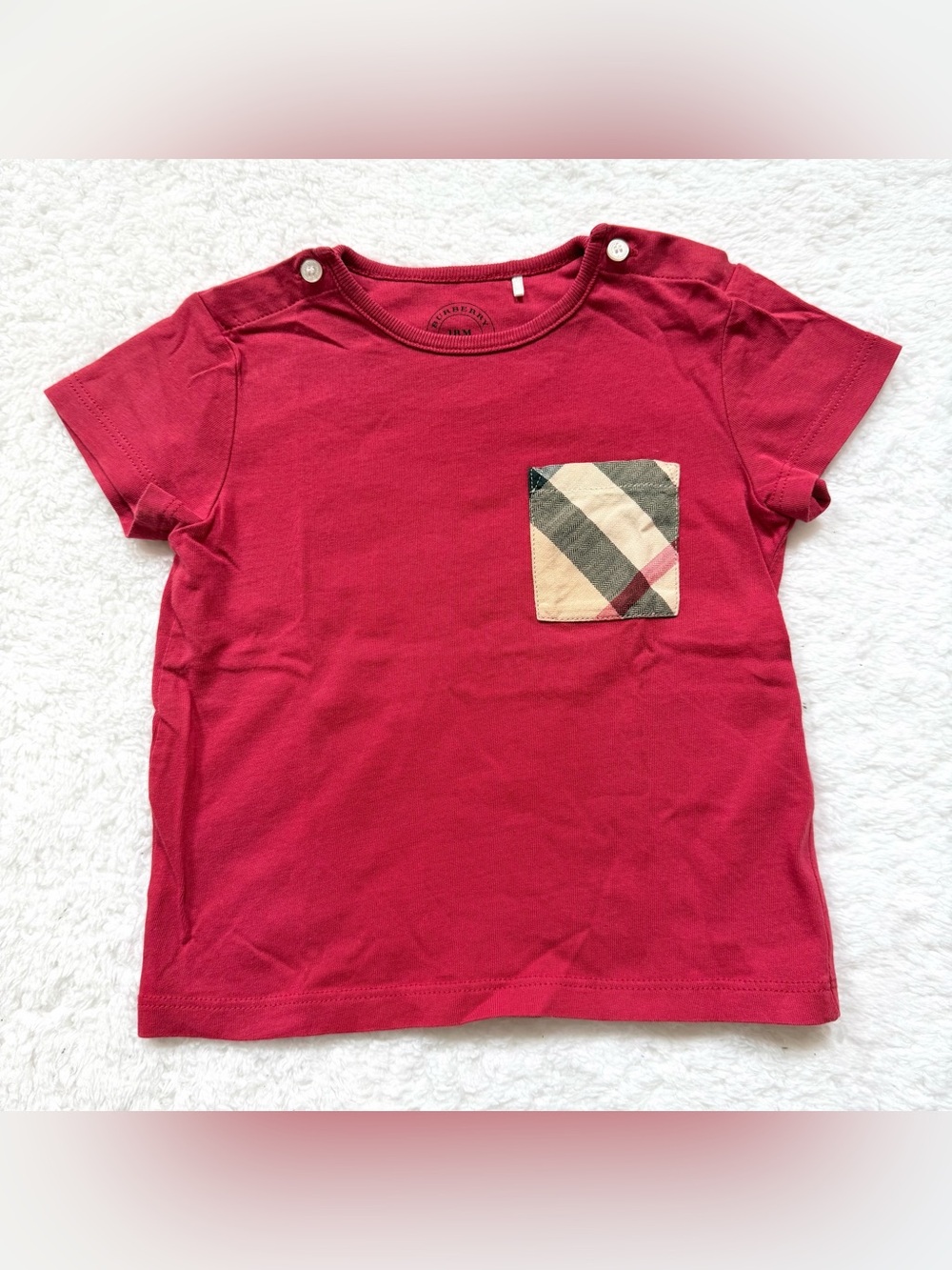 Burberry Nova Check Short Sleeve Tops 18m beige plaid Baby Boy Cotton T Shirt
